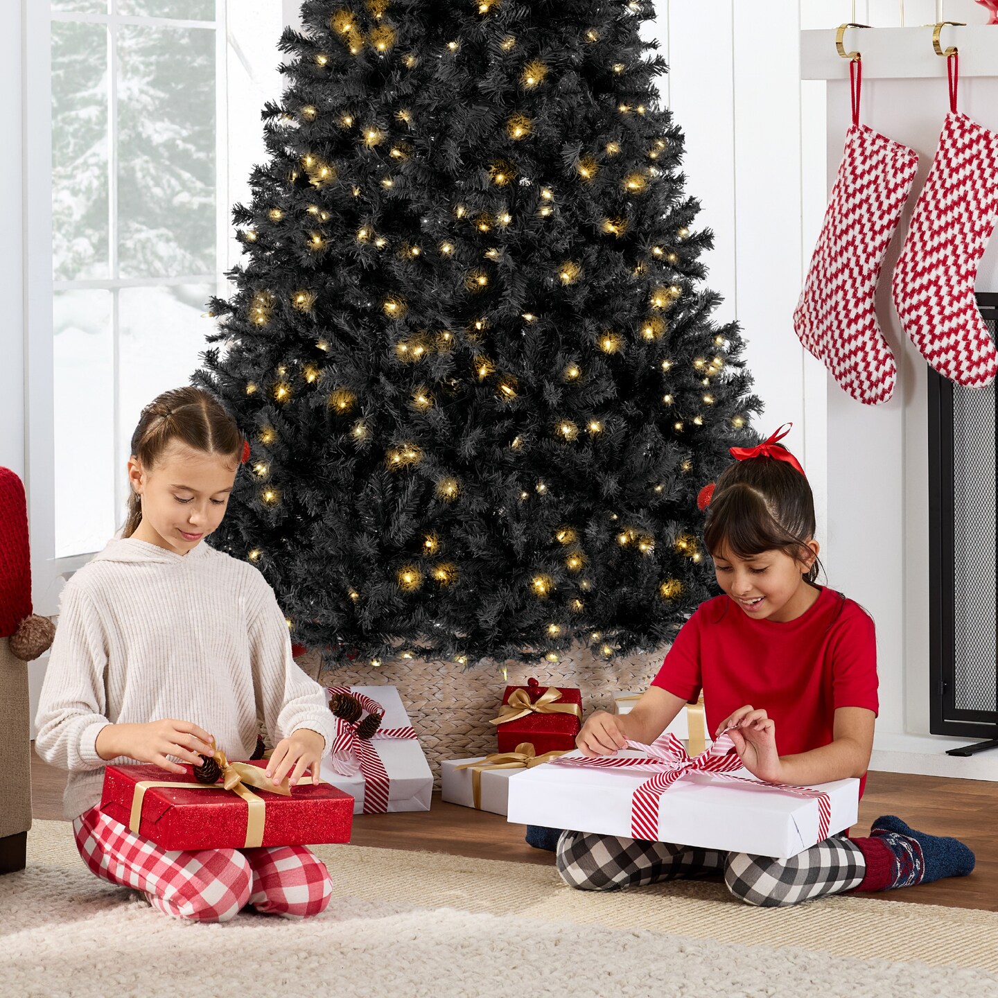 Best Choice Products Pre-Lit Black Christmas Tree, Artificial Holiday Decoration w/ Branch Tips, Incandescent Lights