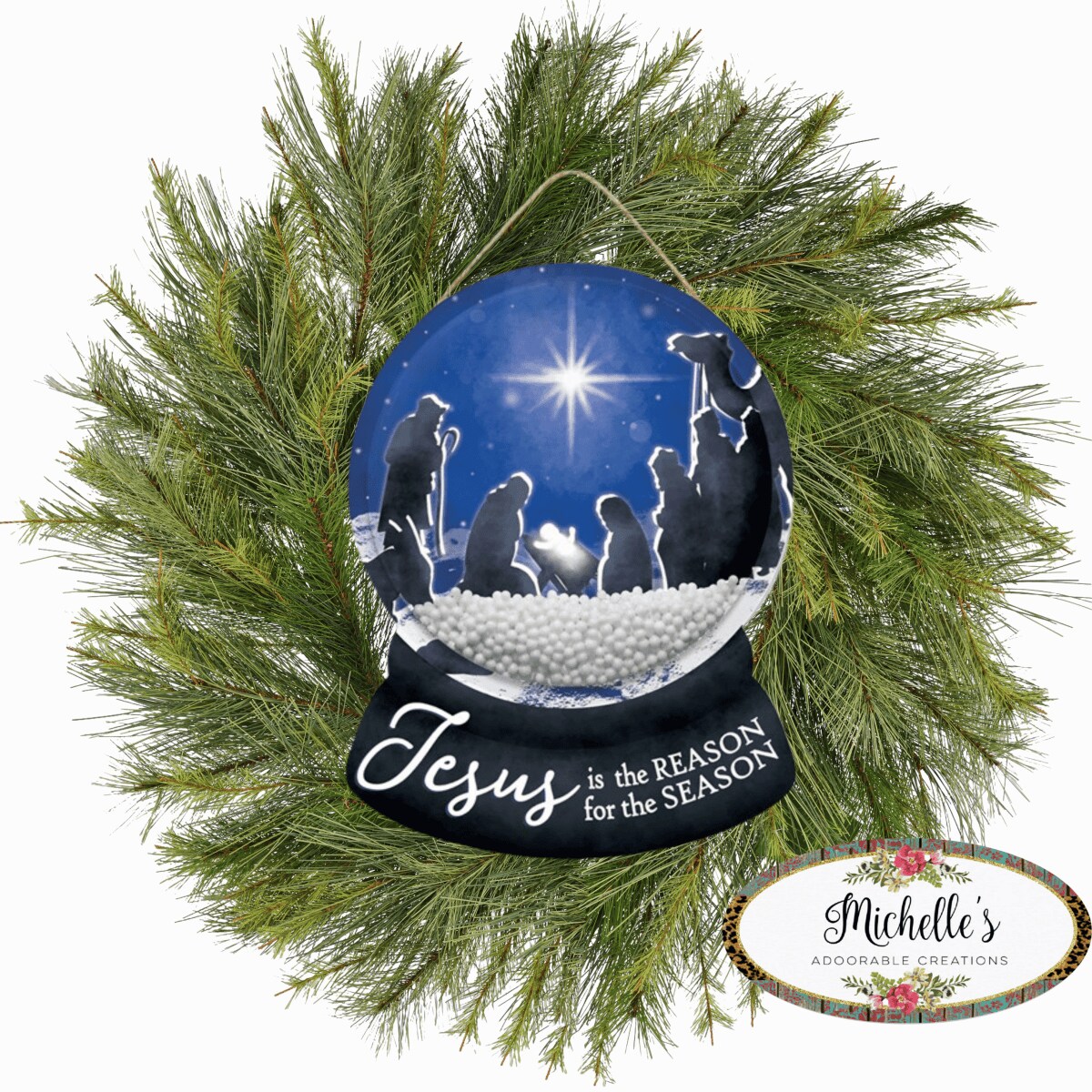 12&#x22; Wooden Snow Globe Sign: Jesus Is The Reason