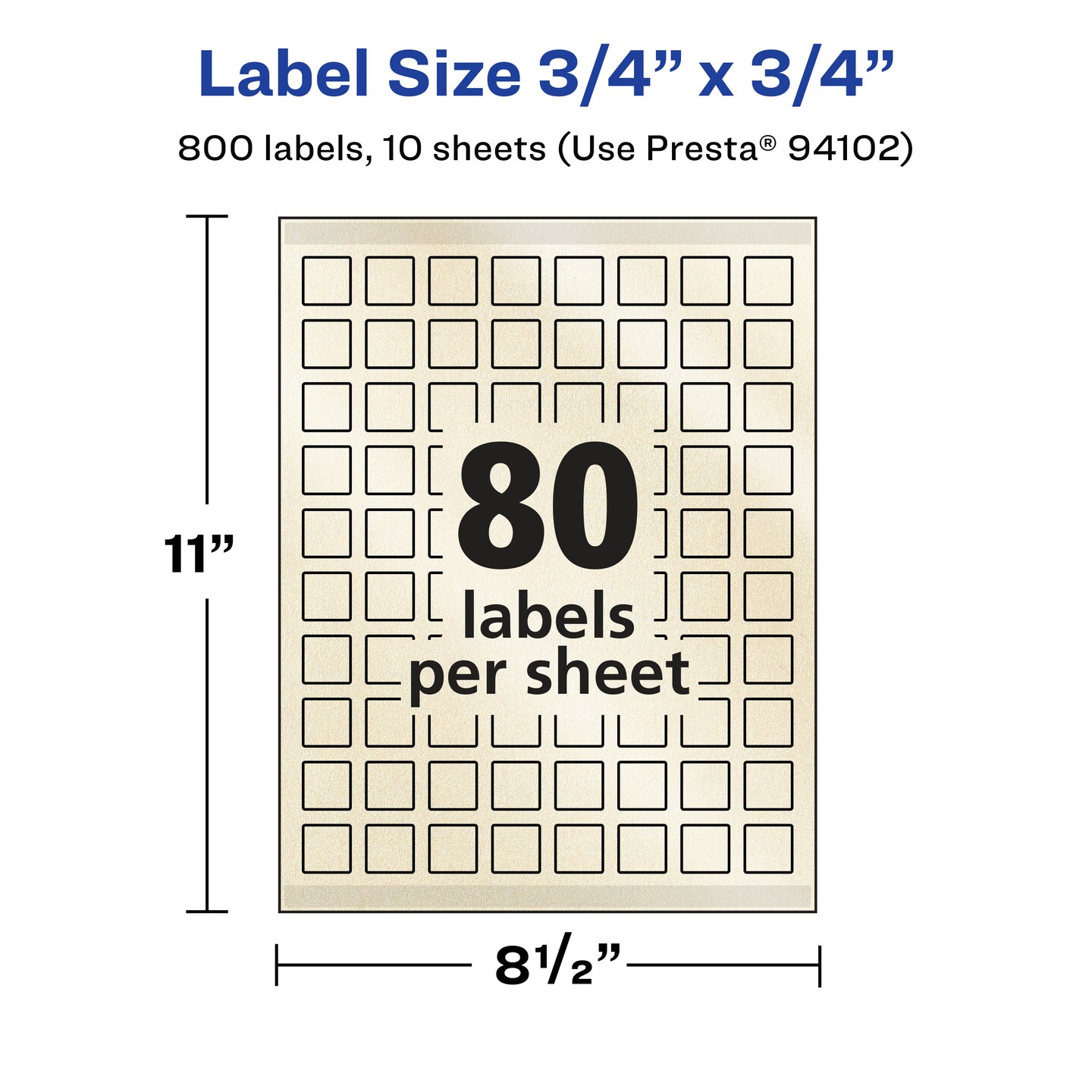 Avery Pearlized Ivory Square Labels with Sure Feed Technology, Print-to-the-Edge, 3/4" x 3/4"