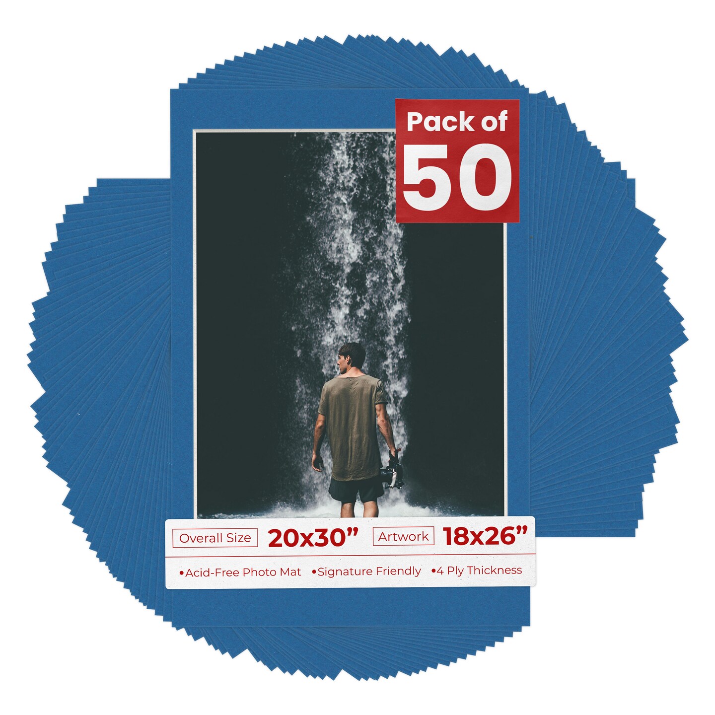 Royal Blue Mat Board for 20x30 Frames - Fits 18x26 Photos, Color: Blue ...