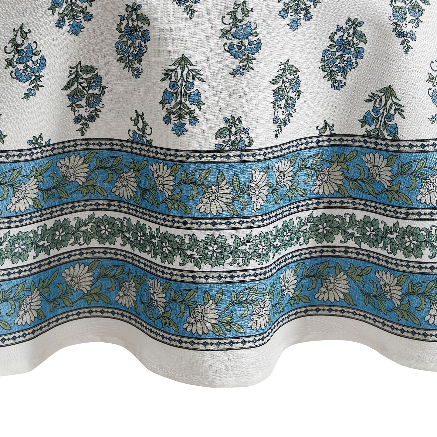 Threadmade Home Tropez Block Print Stain & Water Resistant Indoor/Outdoor Tablecloth, Multicolor - 70"W x 70"L Round