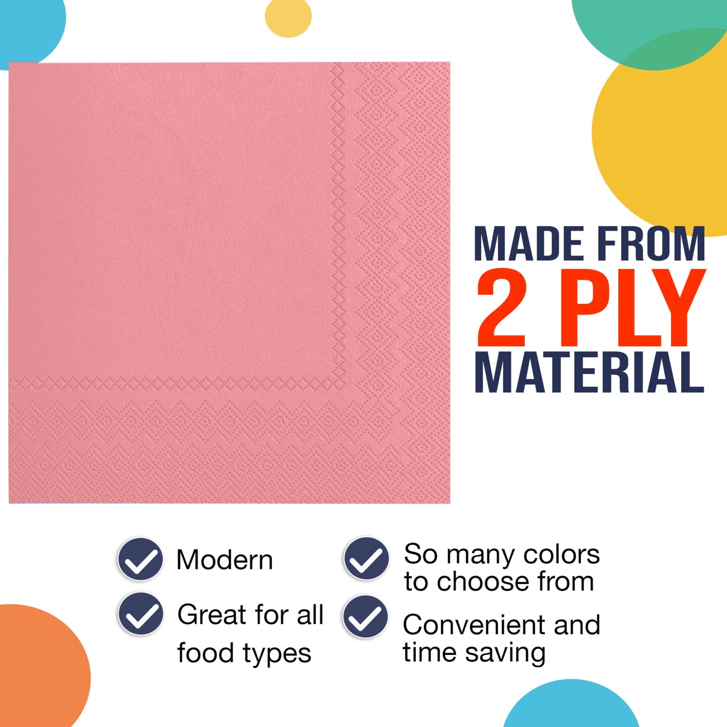 Party Solids Paper Napkins Disposable Everyday 100 Pcs 2 Ply Napkins Paper Everyday For Parties & Party Supplies