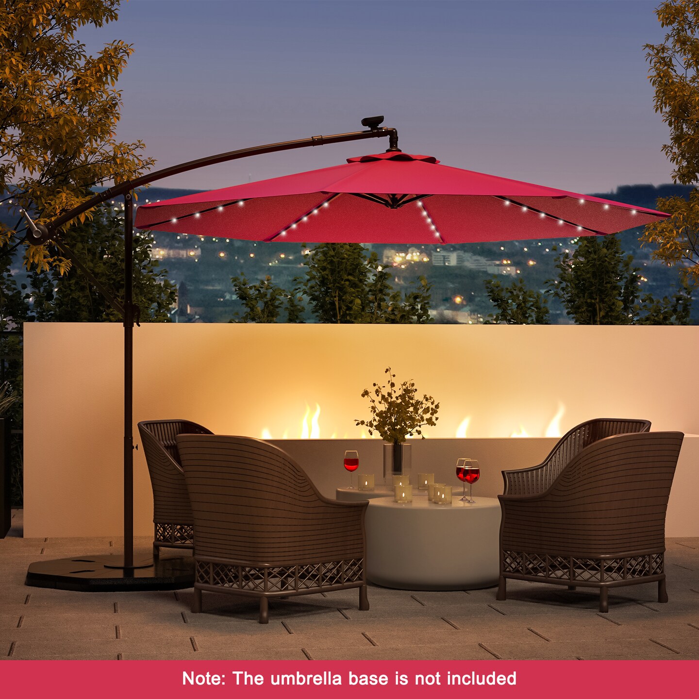 ace hardware patio umbrella lights Costway 10 Ft Patio Solar LED Offset Umbrella 40 Lights Crank Cross Base,  Color: Orange, Model: HCST00821