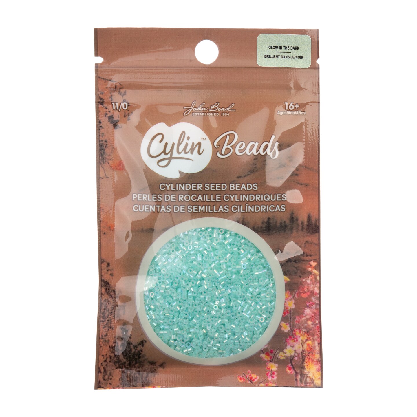John Bead Glow in Dark Cylin Beads 11/0 Glass Cylindrical Seed Beads, 25g