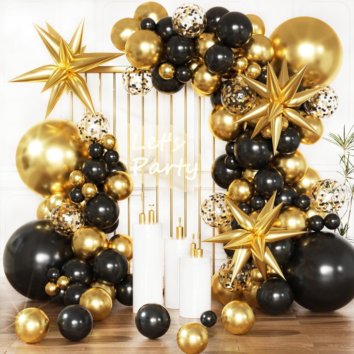 Black and Gold Balloons Garland Arch Kit (Black Gold) 2 x 2 x 3 inches