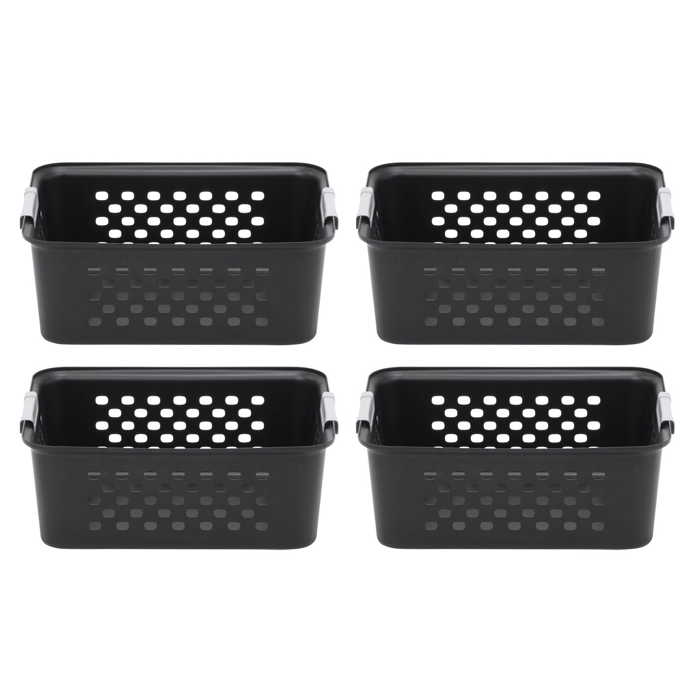 Black Plastic Organizers and Storage Bin, M-size [ Pack of 4 ]