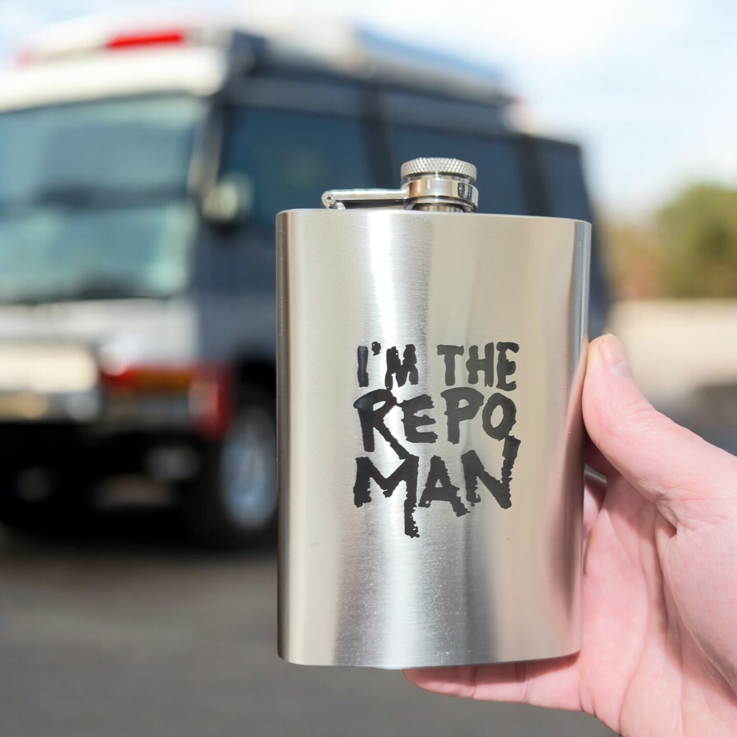 8oz I'm the Repo Man Stainless Steel Flask 8oz I'm the Repo Man Stainless Steel Flask