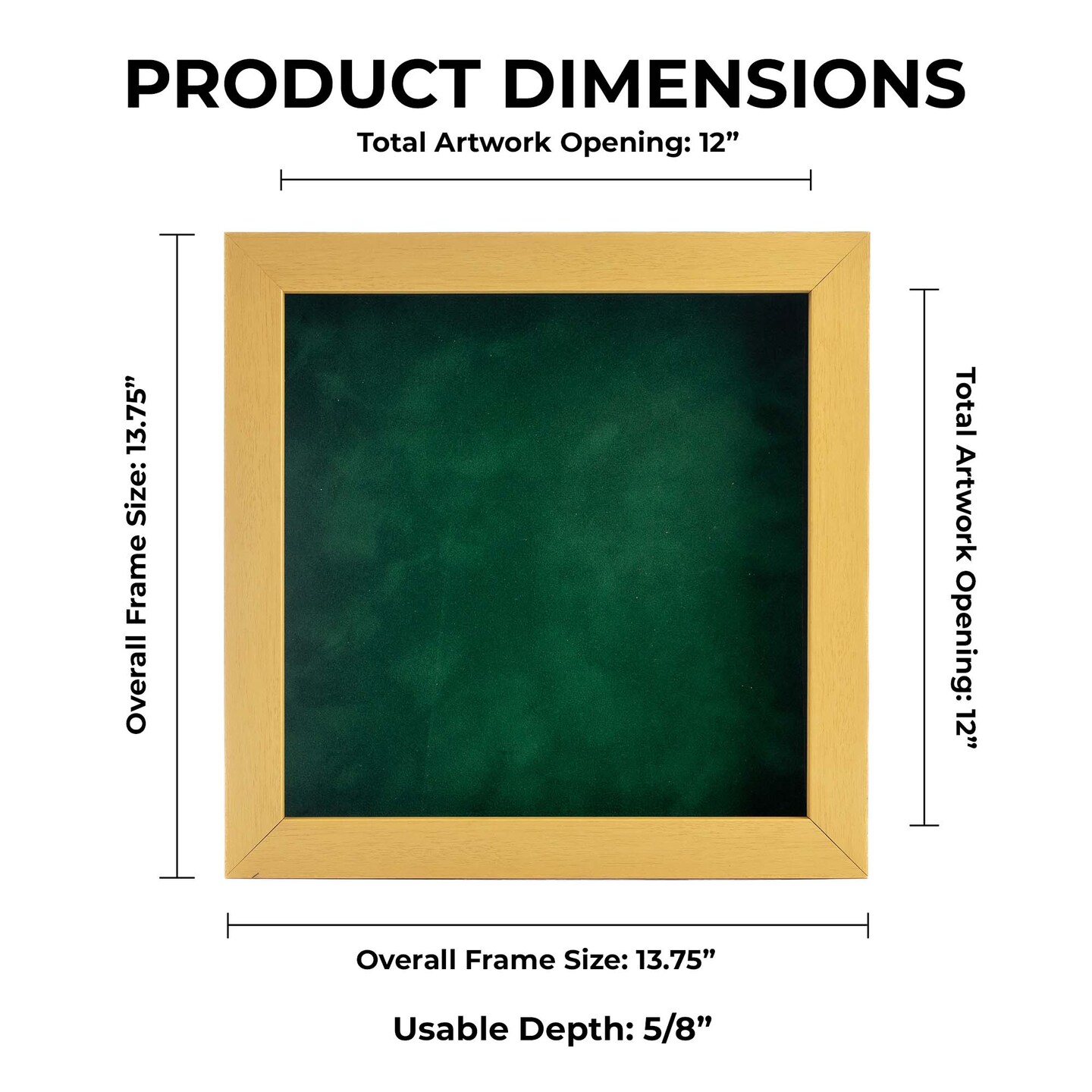 Classic Natural Wood Shadow Box Frame with Acrylic Front - Forest Green Suede Backing, 30 Sizes