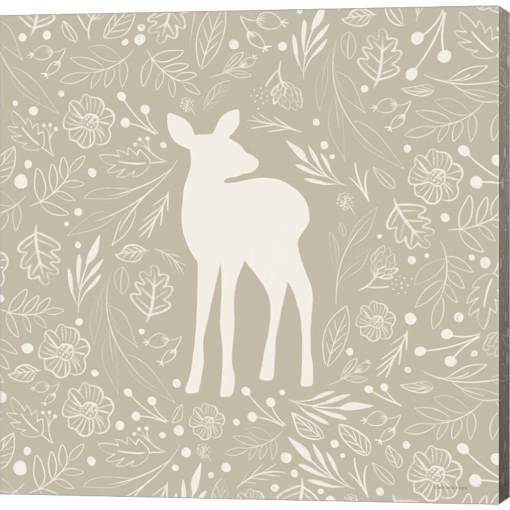 Floral Deer by Lady Louise Designs 12&#x22; x 12&#x22; Canvas Wall Art