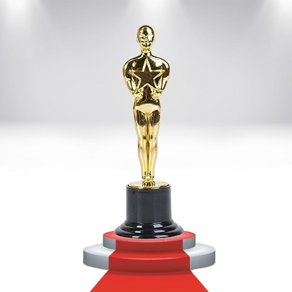 Hollywood Academy Award Gold Trophy 12Pk Plastic Vip Party Favor Trophies