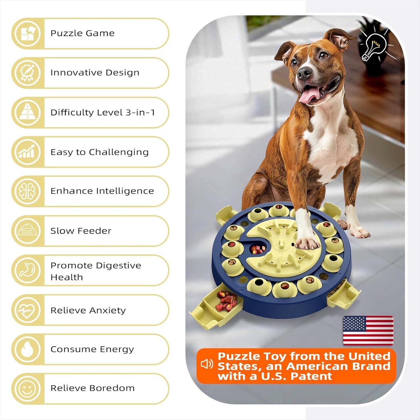 Interactive Puzzle Feeder Dog Toy – Brain-Boosting Cognitive Game for Dogs