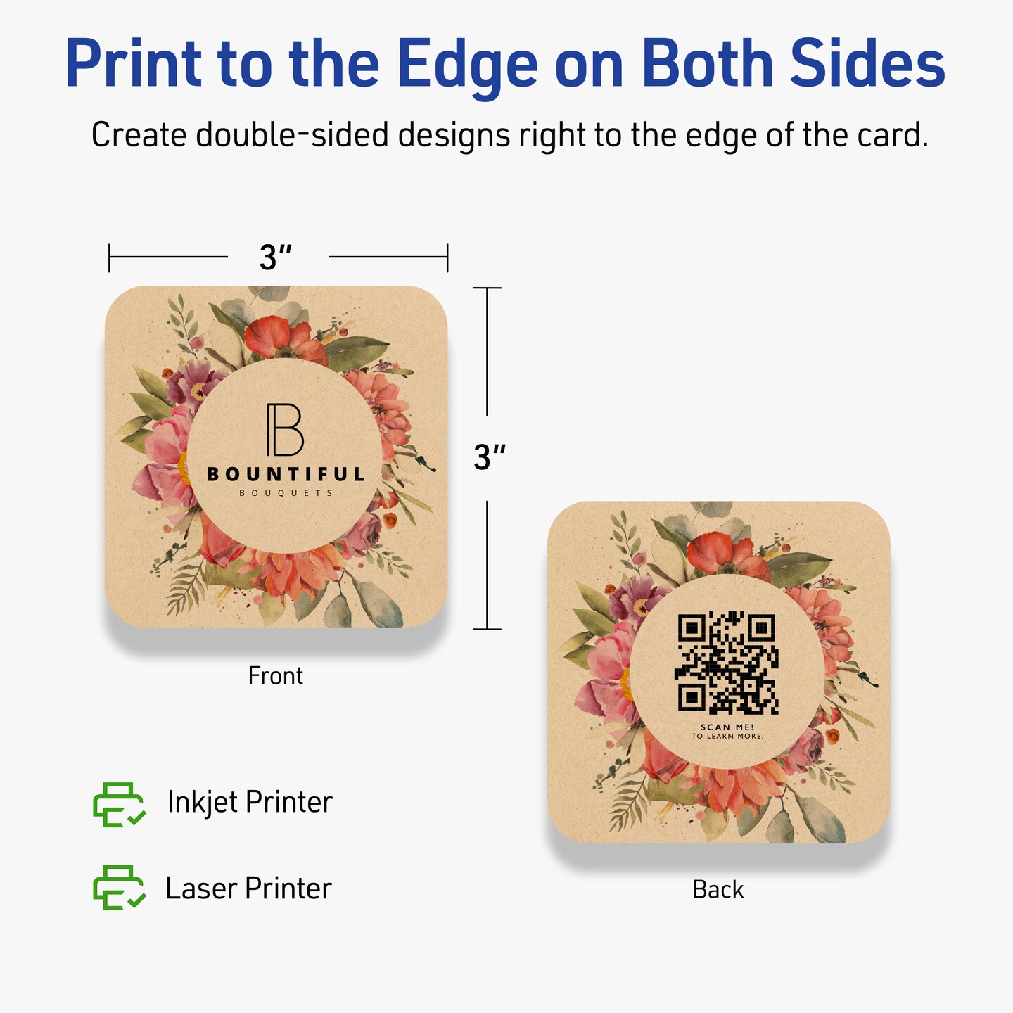 Avery Kraft Brown Square Cards, 3" x 3" Square Rounded Corners