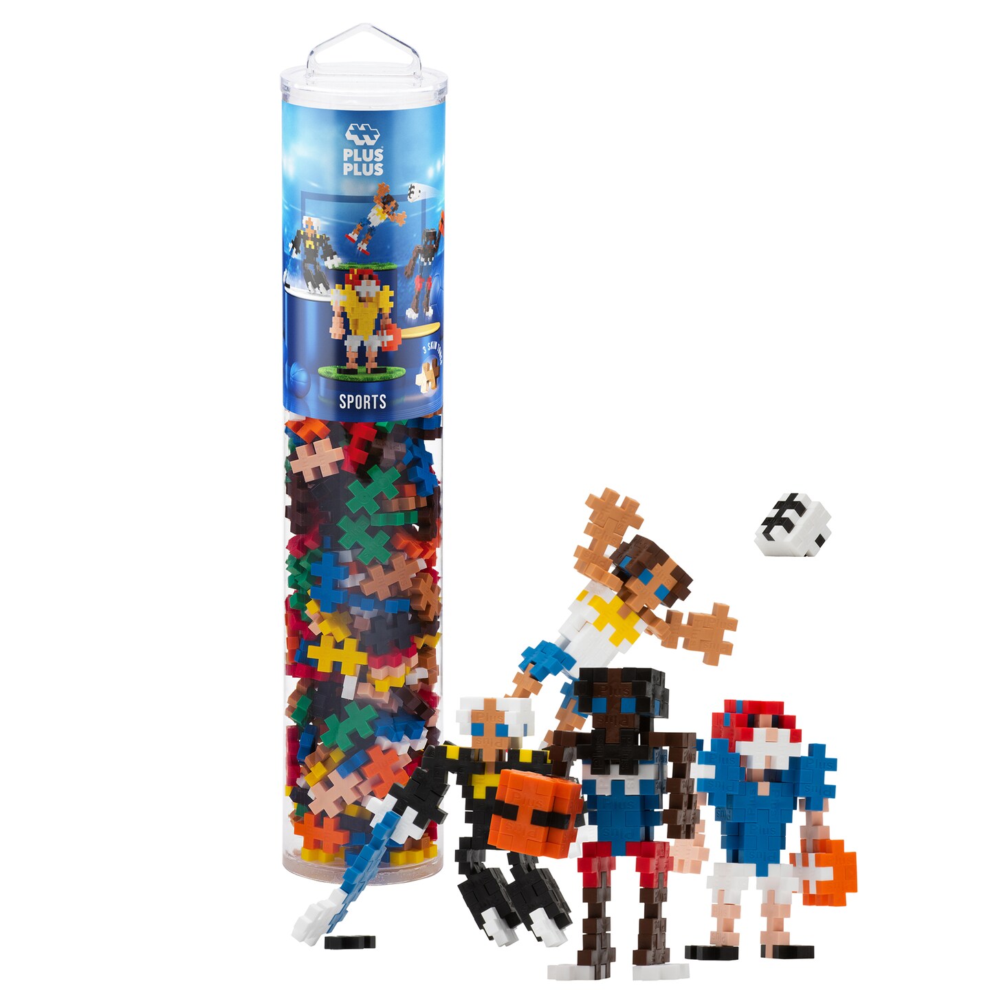 Plus-Plus: Instructed Play Tube - Sports - 240 Piece - Create 4 Players, Construction Building STEM Toy, Interlocking Mini Puzzle Blocks, Kids Ages 5+