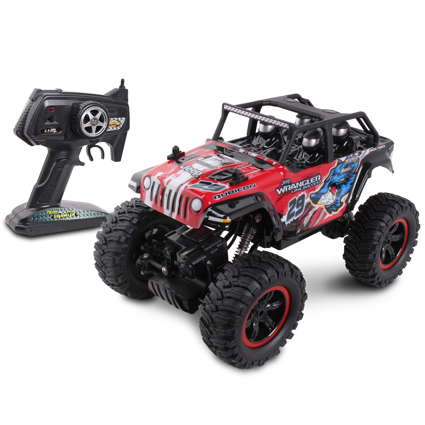 NKOK Mean Machines: Rock Crawler RC - Jeep Wrangler Unlimited - Remote Controlled 1:14 Scale 4x4 Offroad Truck, 2.4 GHz