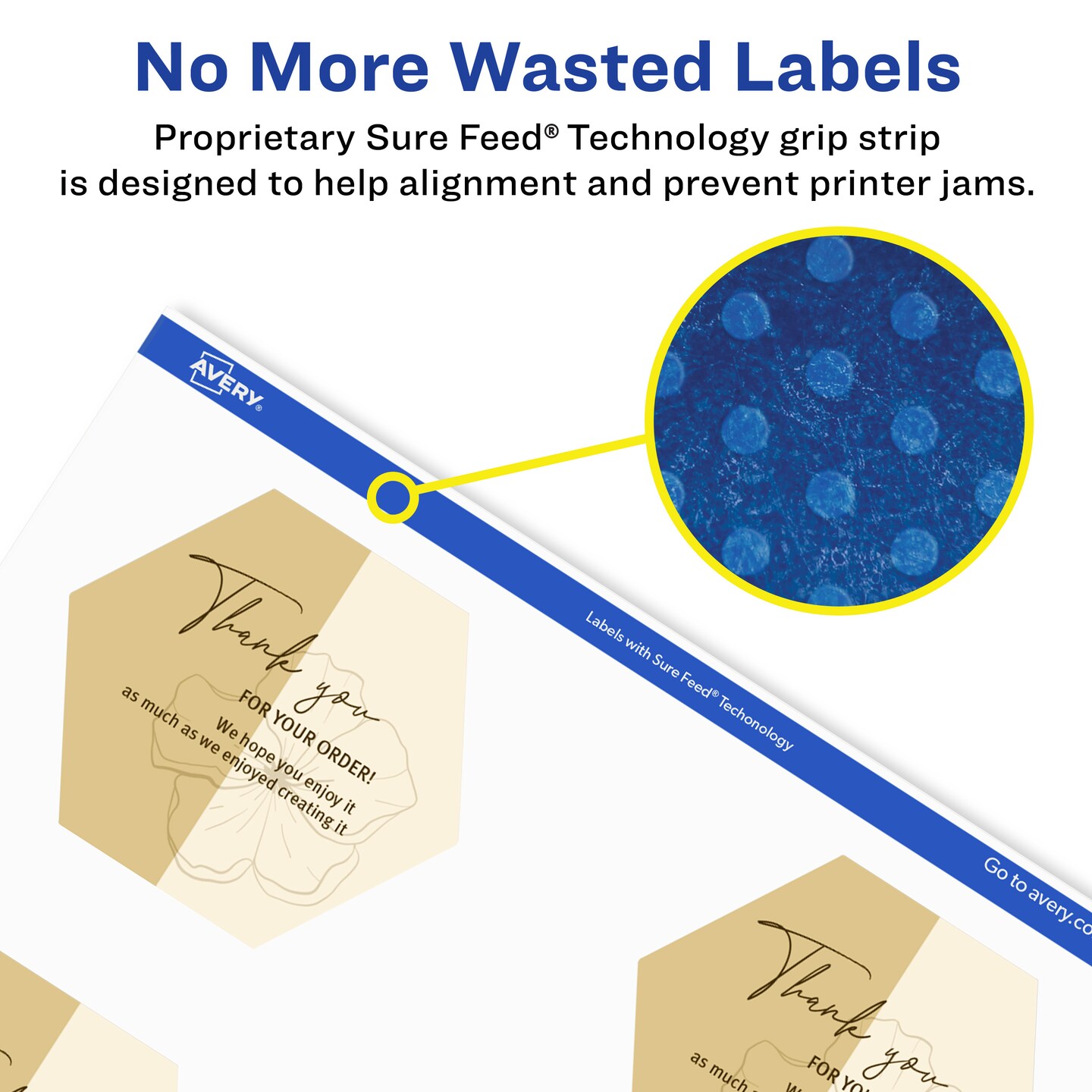 Avery Durable Waterproof Hexagon Labels with Sure Feed, 2-1/2" x 2-57/64"