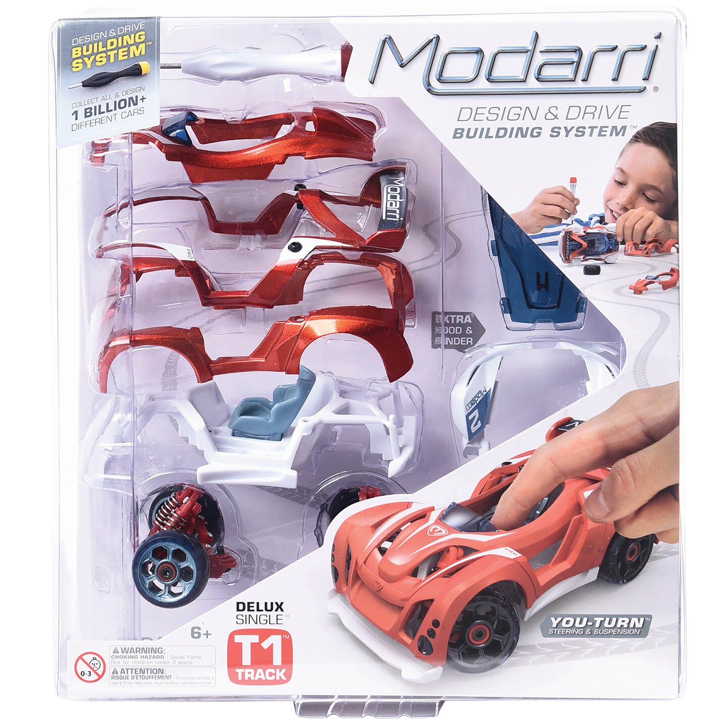Modarri: T1 Track Car - Deluxe Single DIY Design &#x26; Build Toy Car, Mix &#x26; Match, Customize Your Own Vehicle, Finger Driving, Collectible, Kids Ages 6+