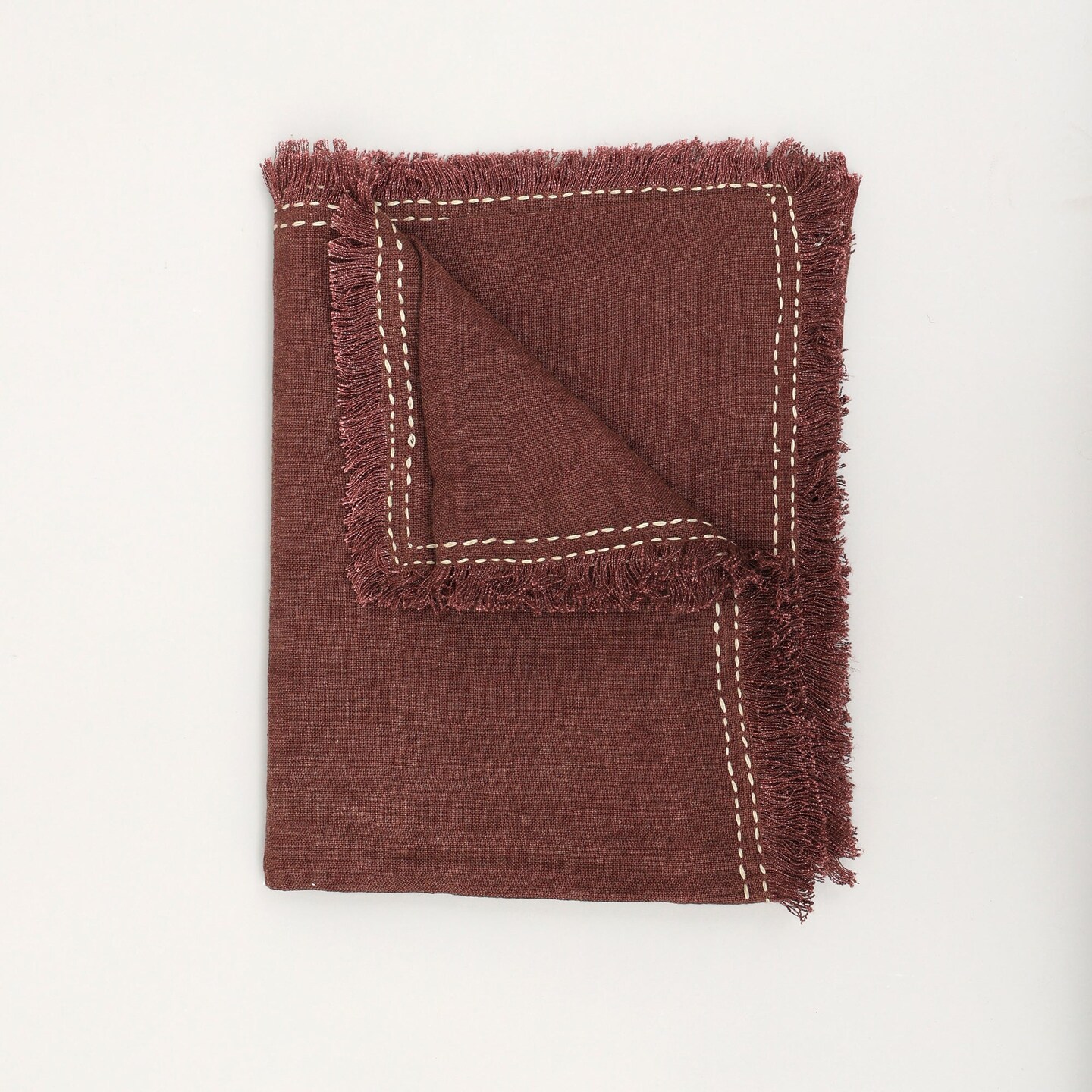 Stonewashed Linen Woven Throw Blanket with Fringe &#x2013;  52&#x22; x 68&#x22;