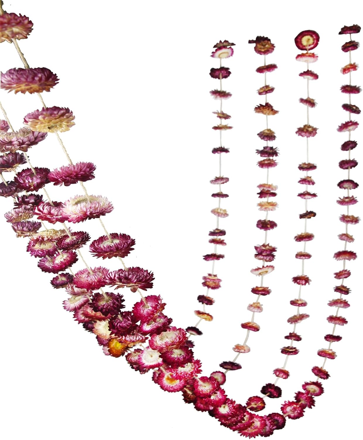 Dried Flower Garland – 10.5 ft with 63 Natural Daisy & Sunflower Heads for Wedding, Boho, Home, Party & Wall Hanging Décor