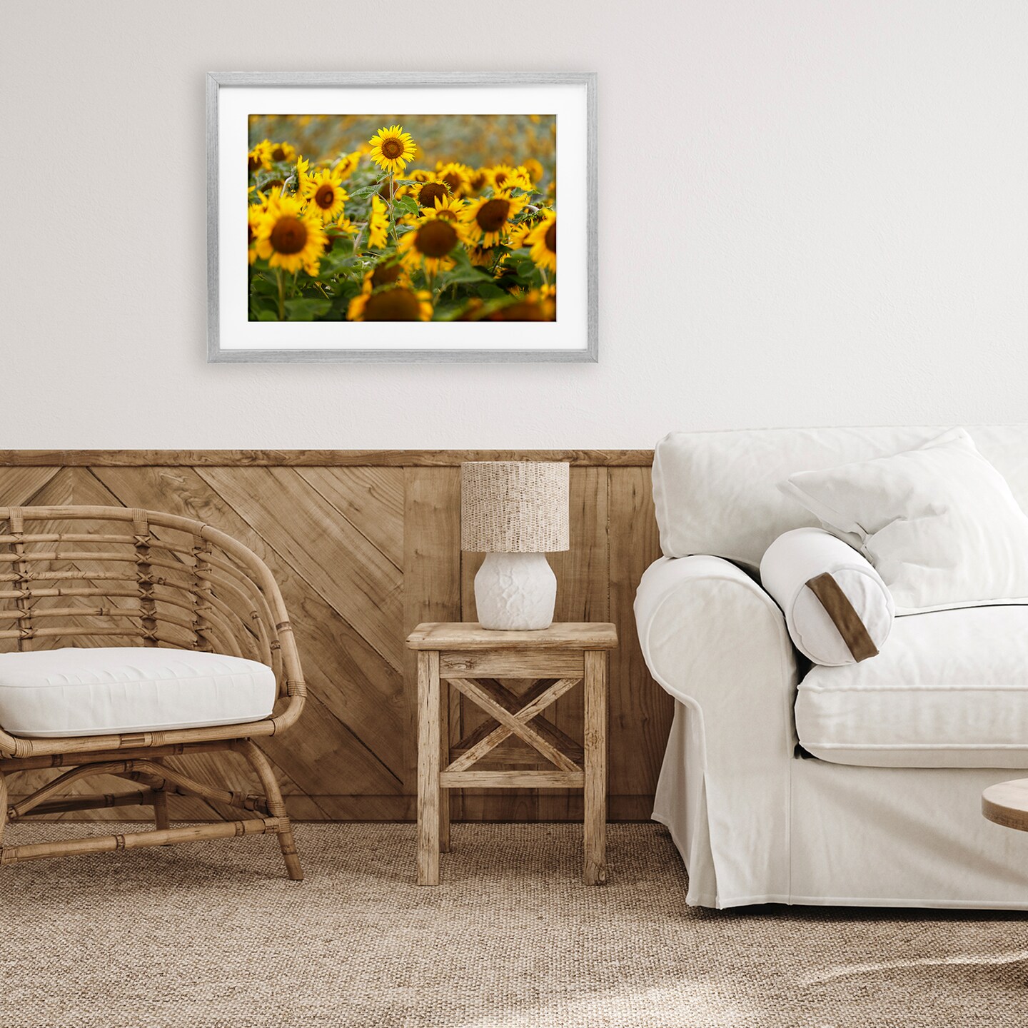 Stupell Industries Central Sunflower in Meadow Framed Print Under Glass, design by Andy Crawford