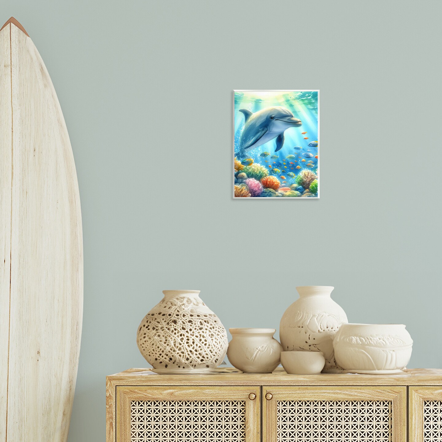 Stupell Industries Majestic Dolphin Underwater Wall Plaque Art Design by LSR Design Studio