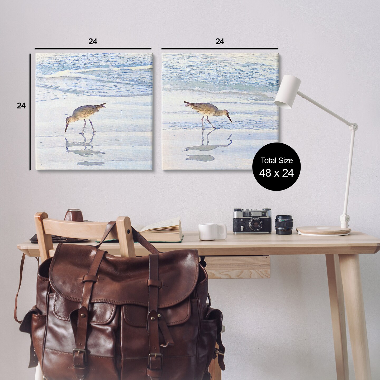 Stupell Industries Seaside Sandpiper Birds 2pc Canvas Wall Art Set Design by Christine Zalewski