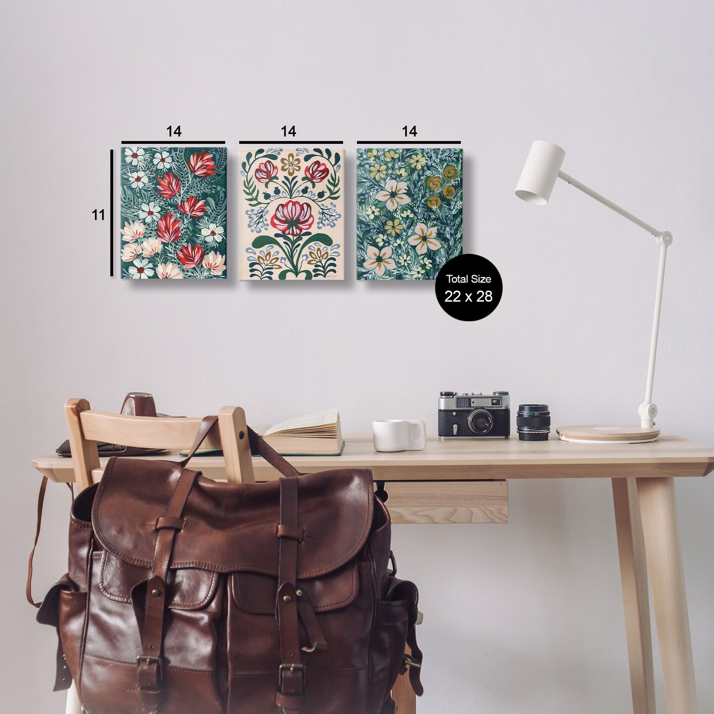 Stupell Industries Boho Folksy Florals 3pc Canvas Wall Art Set Design by Yvette St. Amant