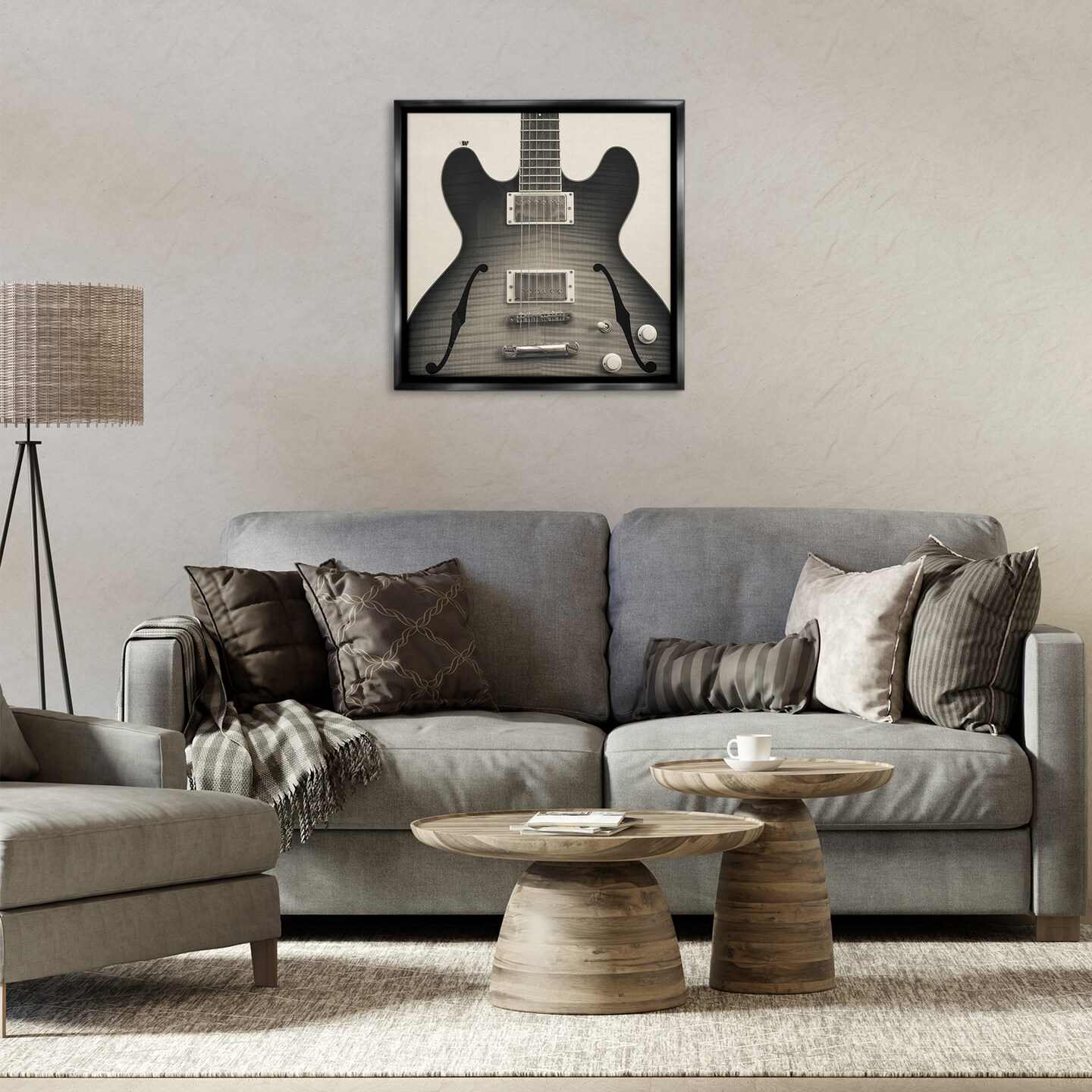 Stupell Industries Classy Electric Guitar Floater Framed Canvas Wall Art Design by Deborah Revell