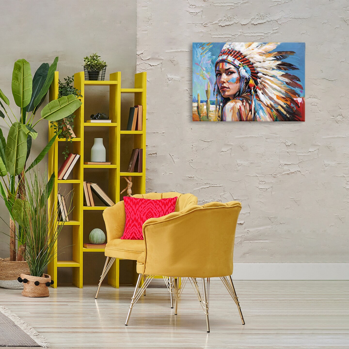 Stupell Industries Native American Woman Portrait Canvas Wall Art Design by Leon Devenice