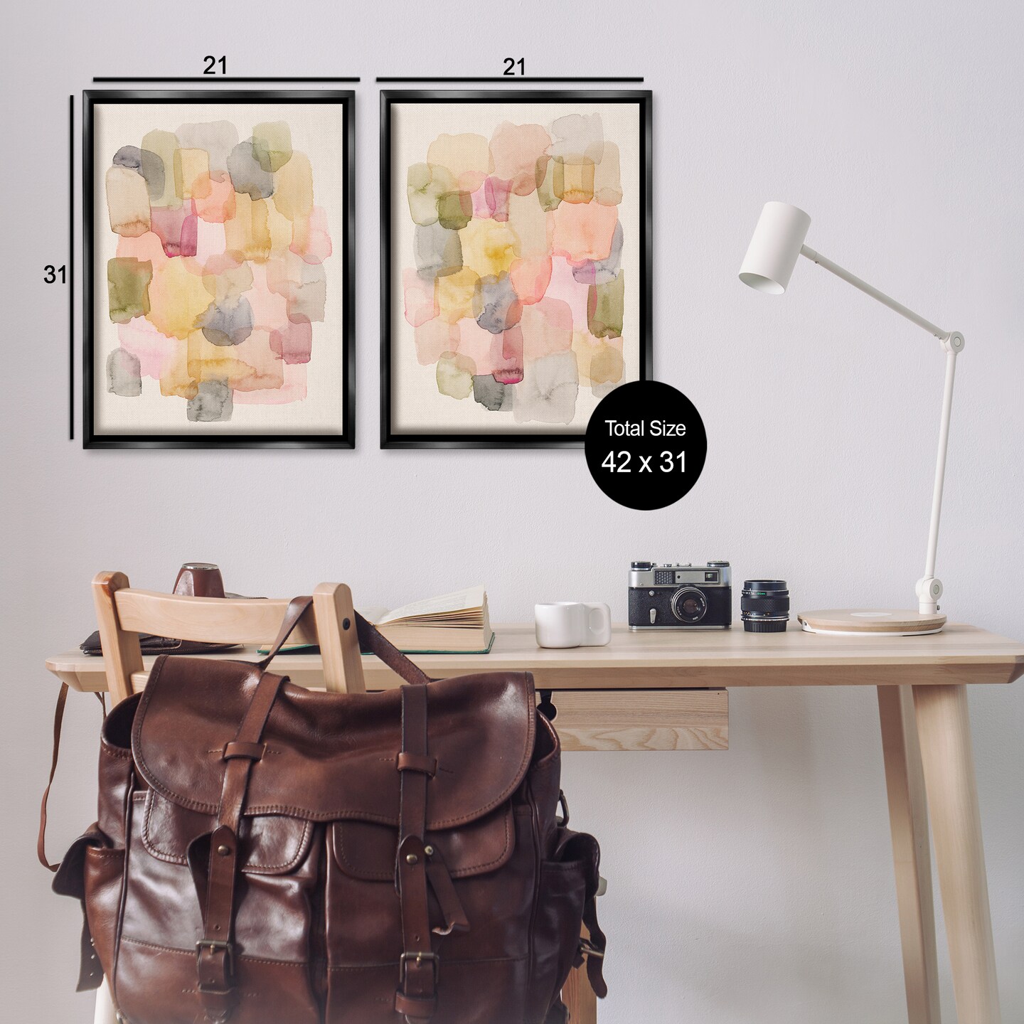 Stupell Industries Muted Layered Neutrals 2pc Floater Framed Canvas Wall Art Set Design by Grace Popp