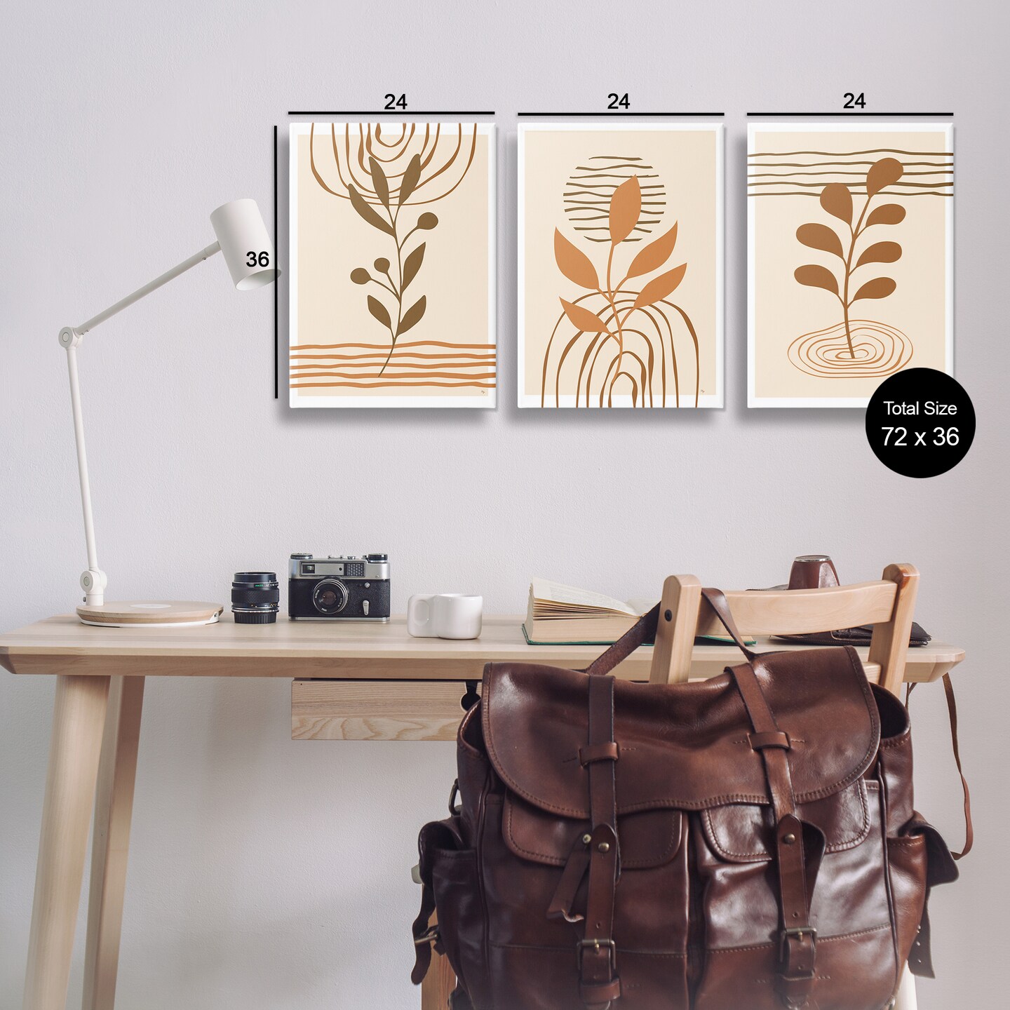 Stupell Industries Boho Sprigs & Line Patterns 3pc Canvas Wall Art Set Design by Martina Pavlova