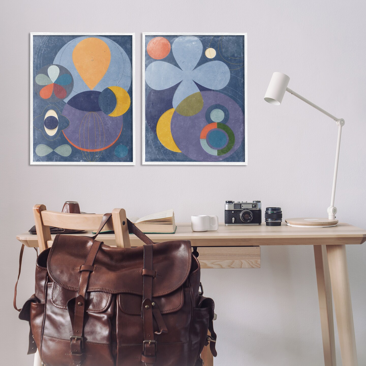Stupell Industries Retro Mixed Shapes 2pc Framed Giclee Wall Art Set Design by Victoria Barnes