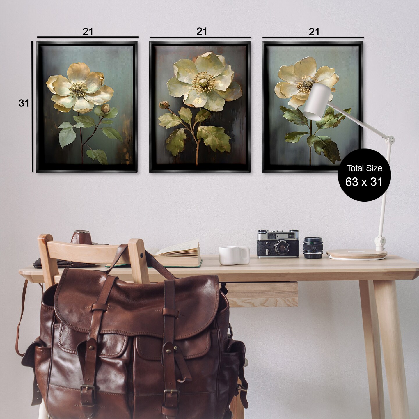 Stupell Industries Detailed Magnolia Flowers 3pc Floater Framed Canvas Wall Art Set Design by Petal Prints Design