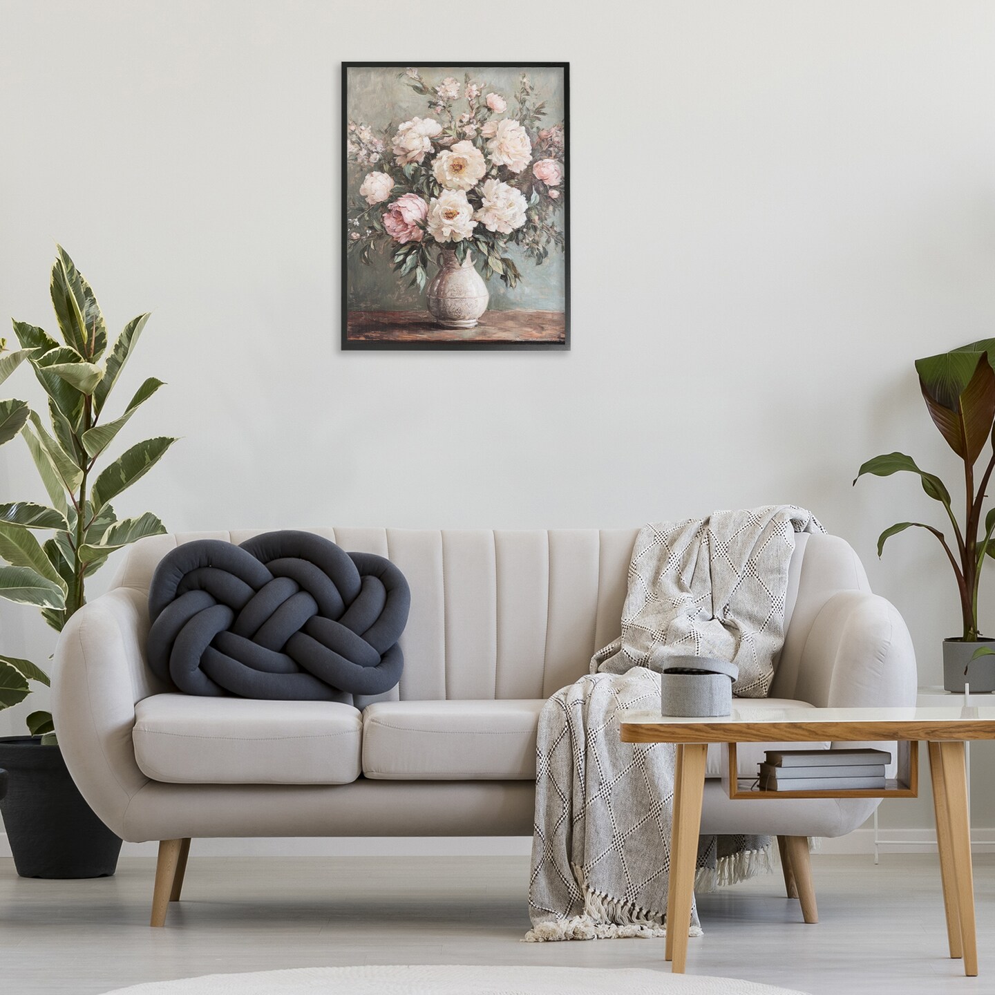 Stupell Industries Pink Peonies Ornate Vase Framed Giclee Wall Art Design by Petal Prints Design