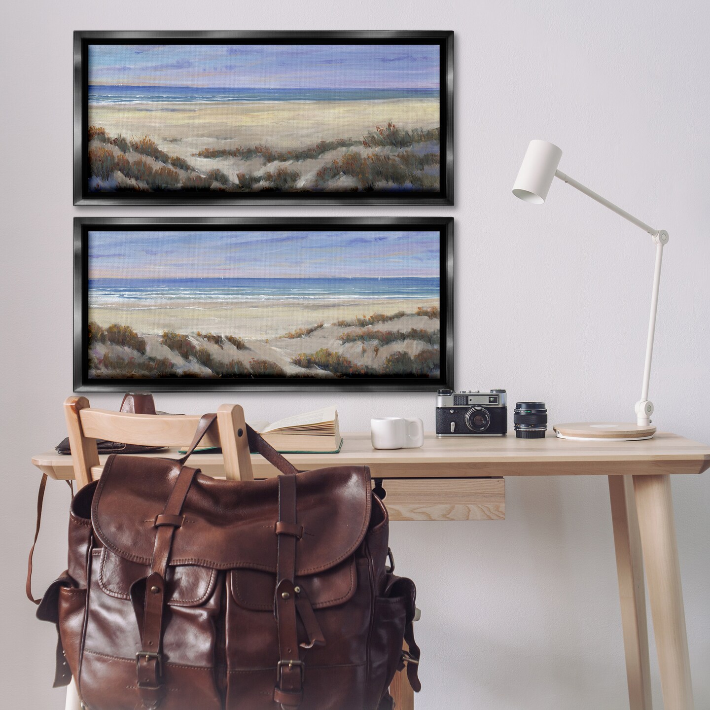 Stupell Industries Coastal Beach Terrain 2pc Floater Framed Canvas Wall Art Set Design by Tim OToole 