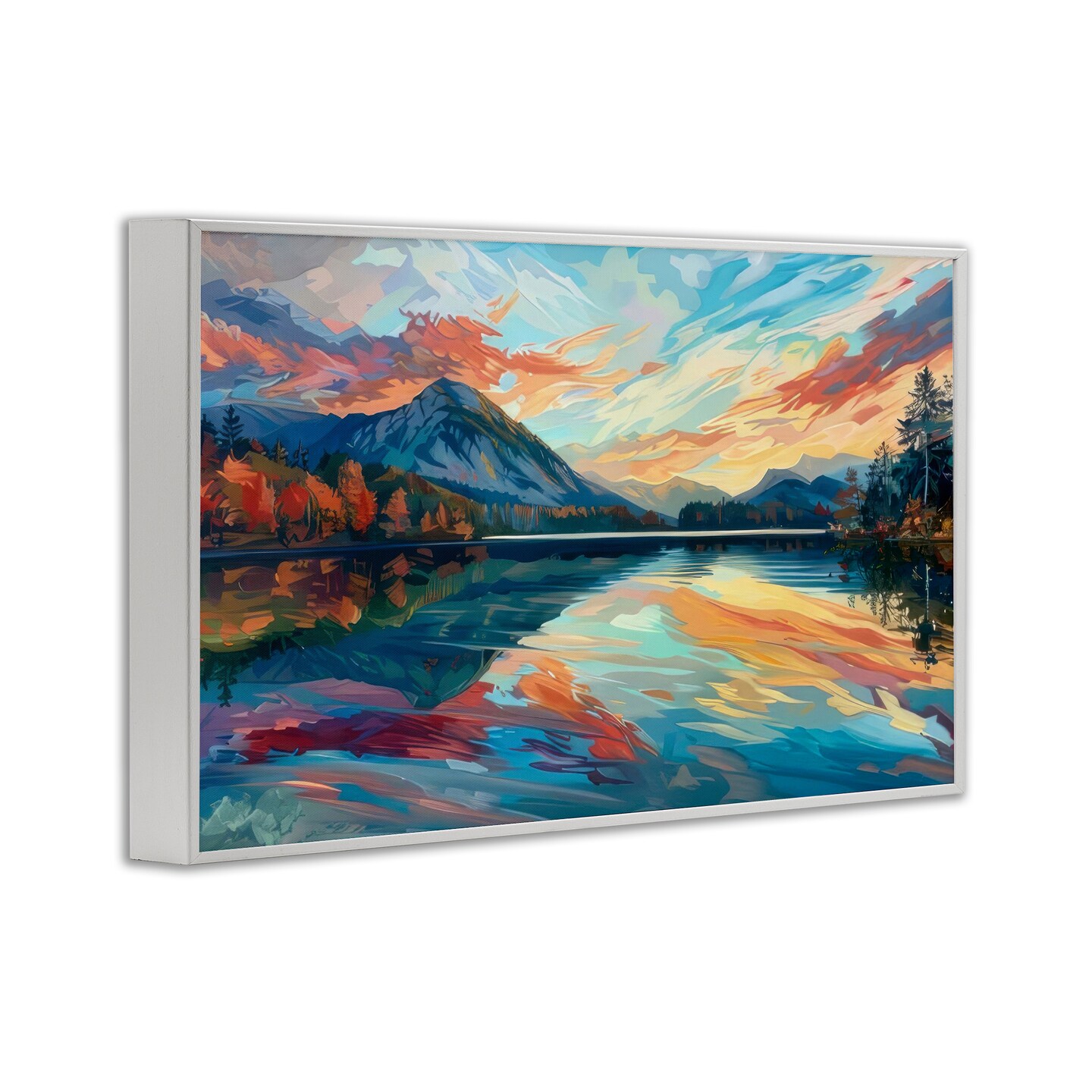 Stupell Industries Abstract Swirled Lake & Mountain Framed Giclee Wall Art Design by LSR Design Studio
