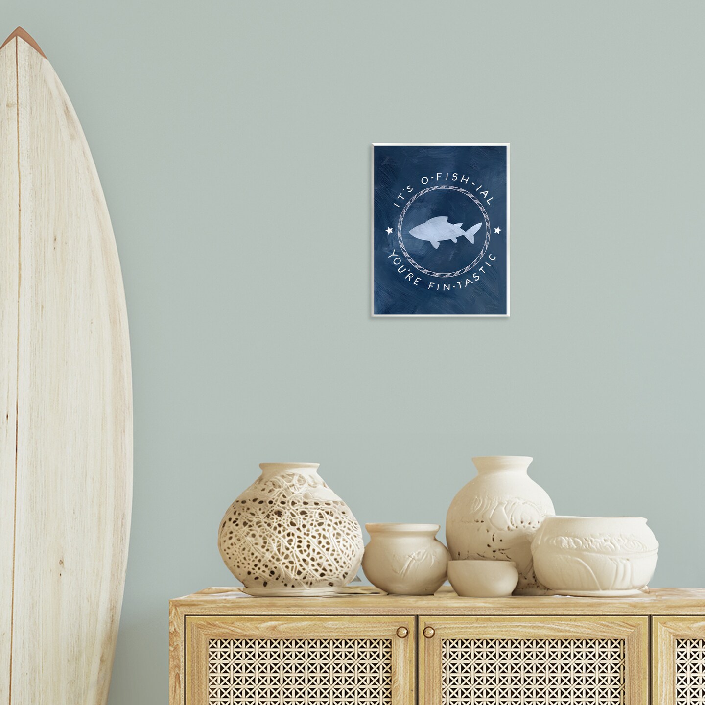 Stupell Industries Officially Fantastic Fish Pun Wall Plaque Art Design by Caverly Smith
