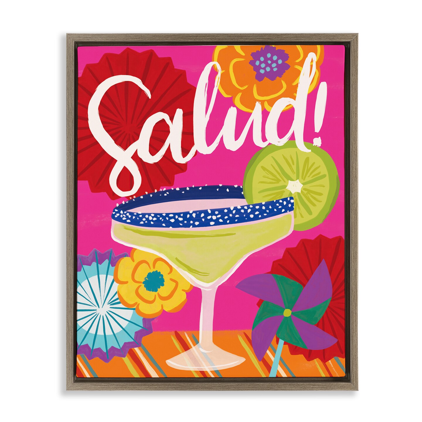 Stupell Industries Salud Margarita Drink Floater Framed Canvas Wall Art Design by Deborah Curiel