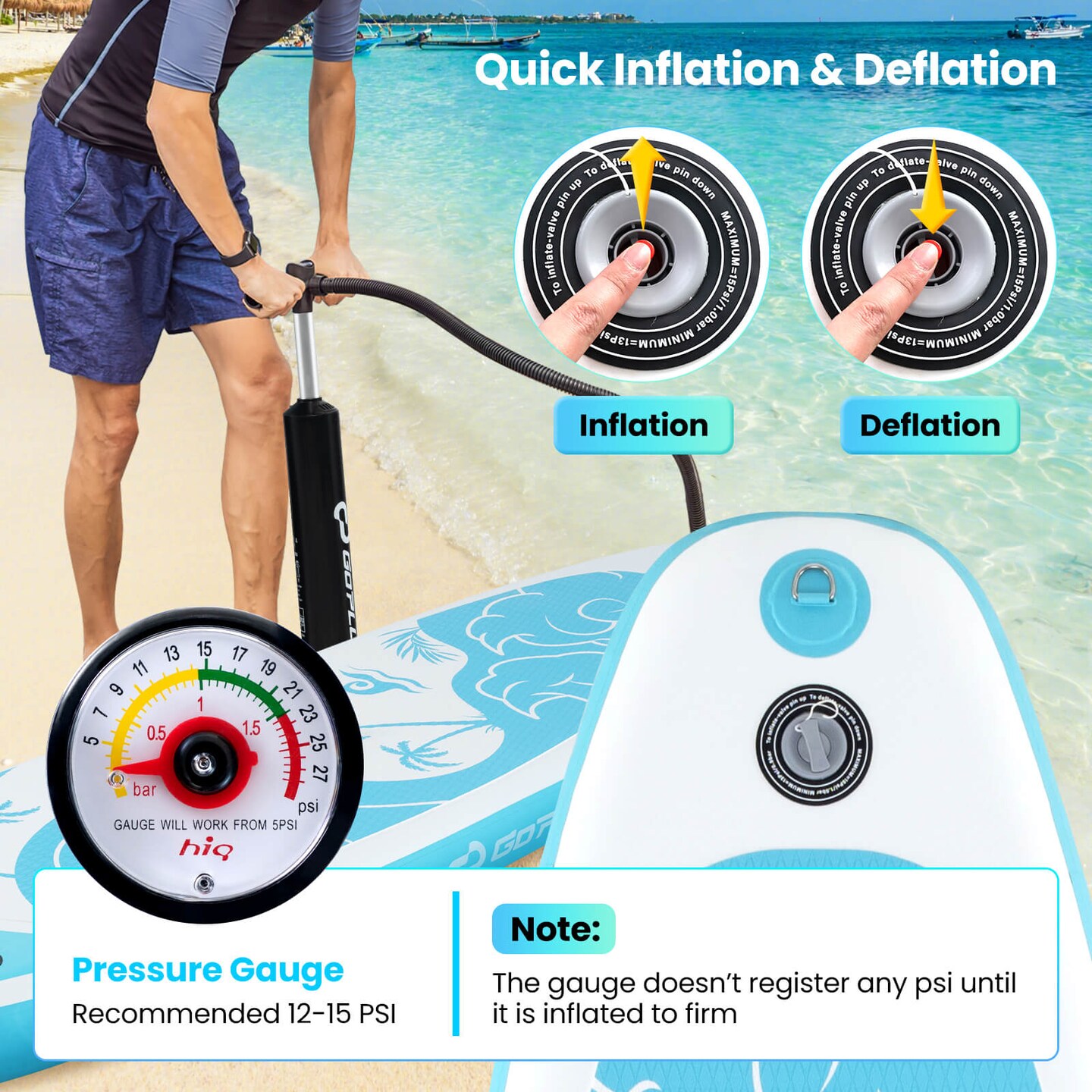 Goplus 10&#x27; Inflatable Stand Up Paddle Board 6&#x27;&#x27; Thick W/ Aluminum Paddle Leash Backpack Blue\Yellow