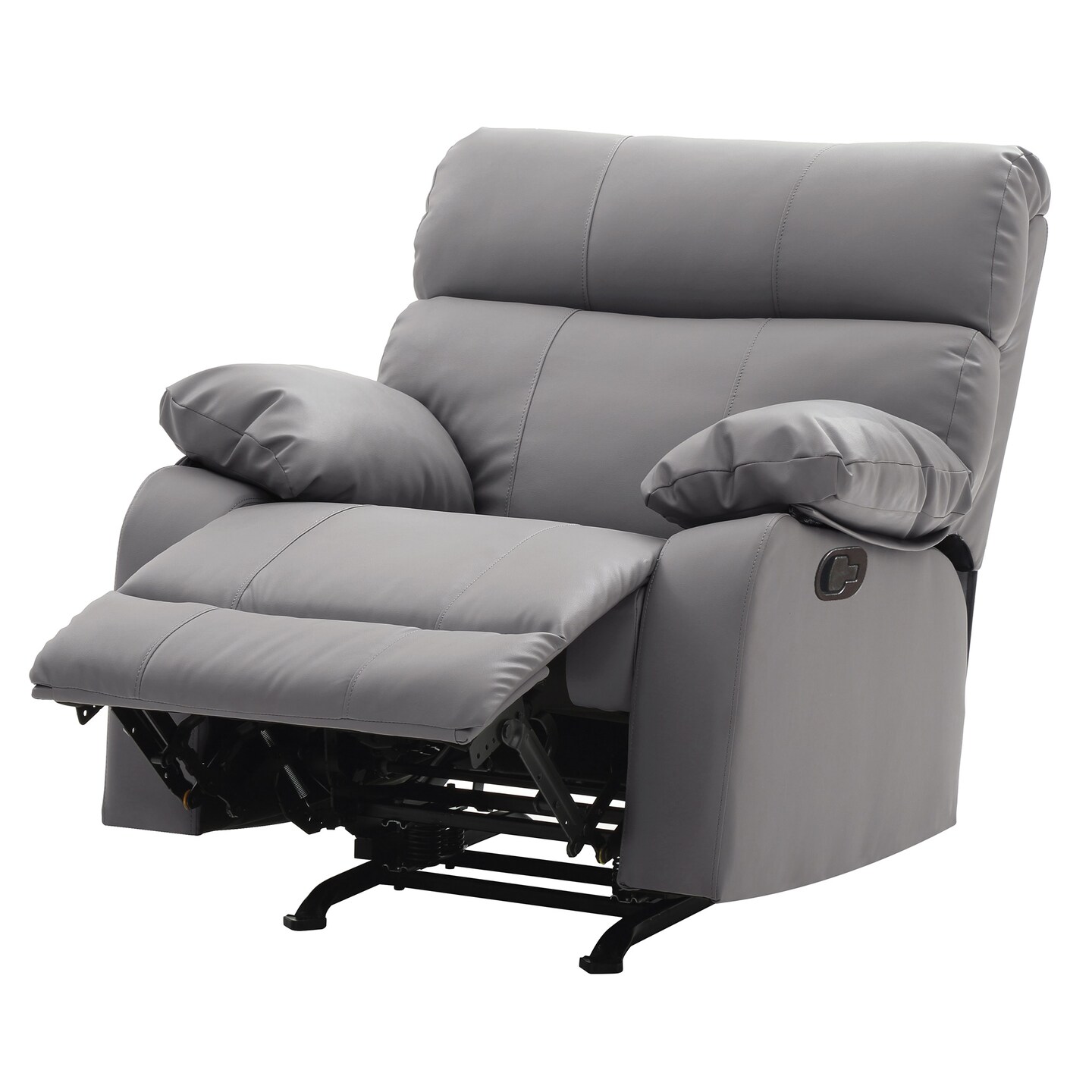 Contemporary Home Living Faux Leather Upholstered Reclining Chair with Padded Arms - 39&#x22; - Gray