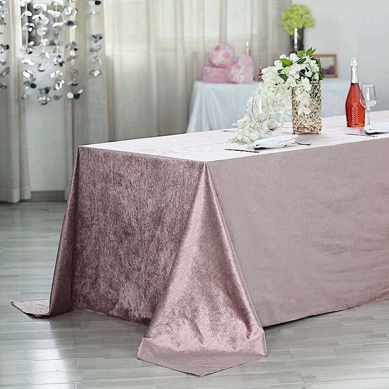 90" x 156" Premium Velvet Rectangular Tablecloth – Wedding & Party Linens