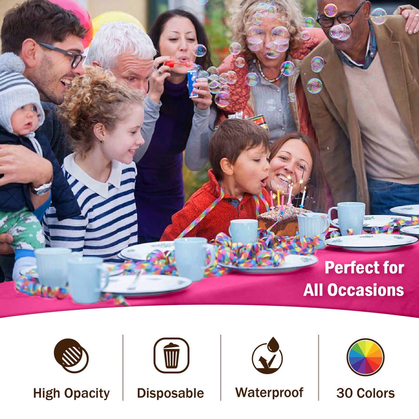 Exquisite 12-Pack Premium Plastic Tablecloth 54in. x 108in. Rectangle Plastic Table Cover