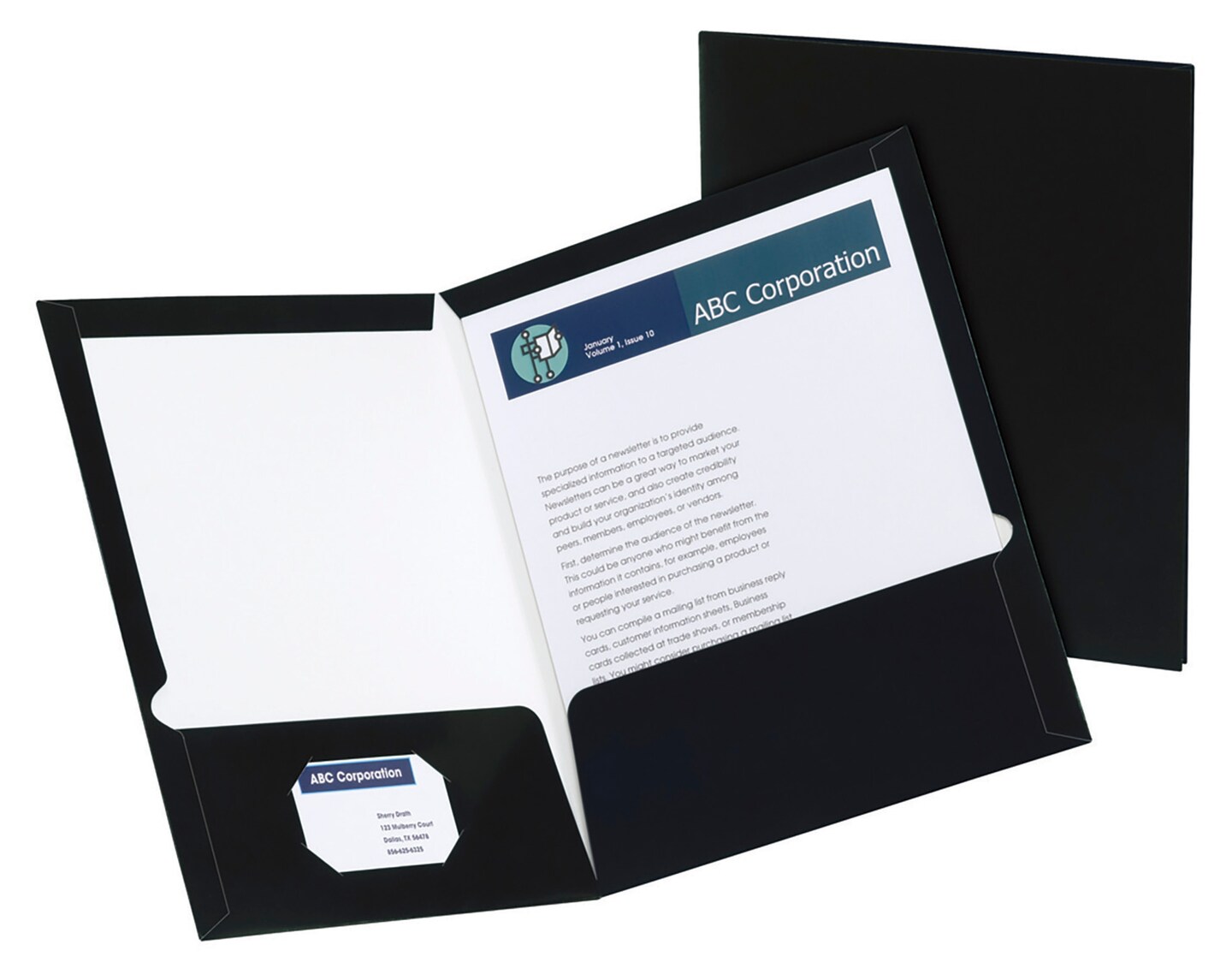 Oxford 2-Pocket Laminated Folder, 100 Sheet Capacity, Black, Pack of 25