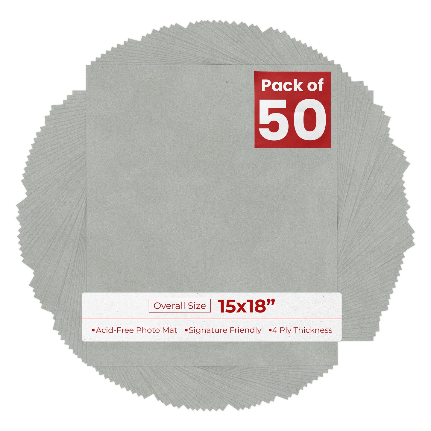 Light Grey Suede 15x18 Uncut Mat Board - Blank Sheets, No Opening