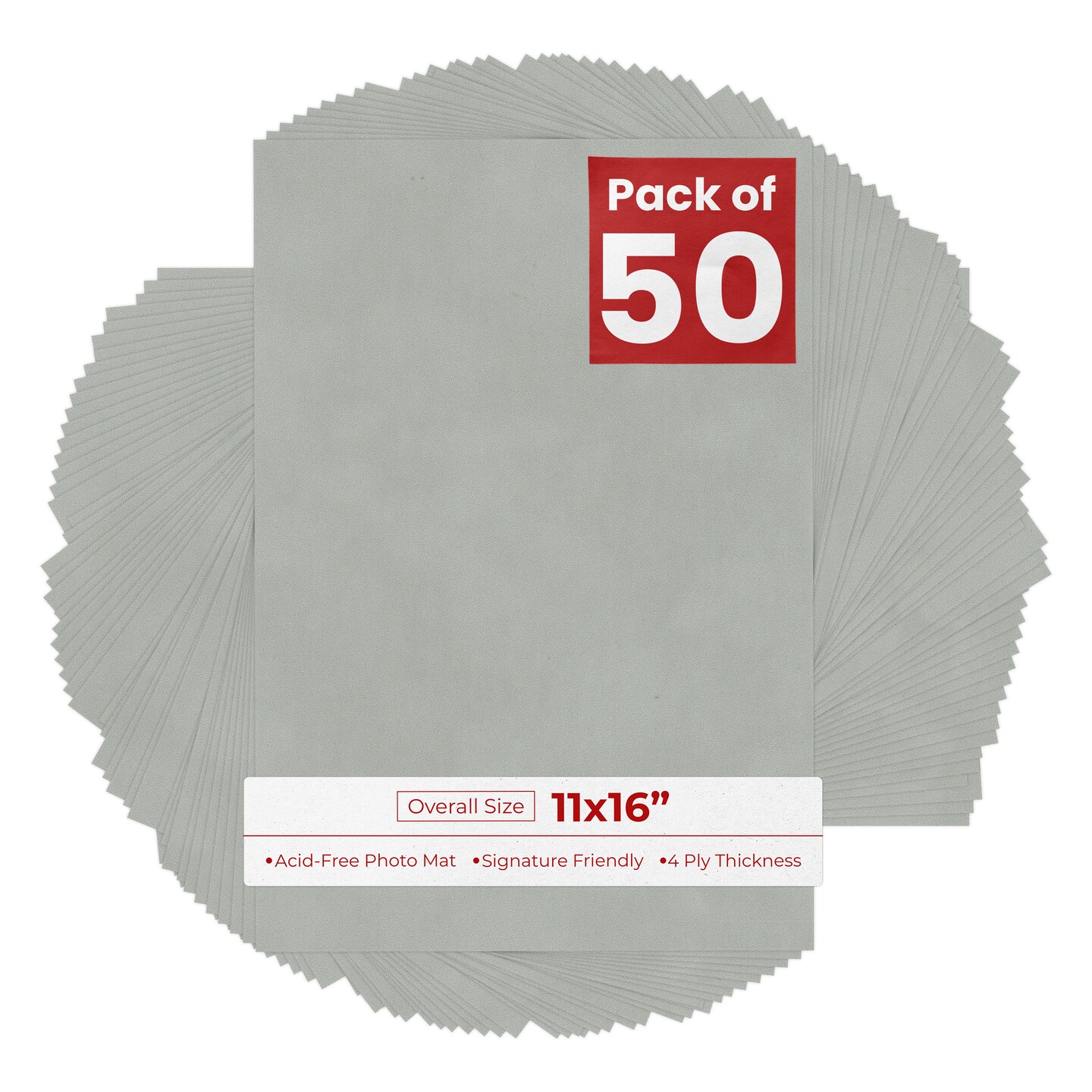 Light Grey Suede 11x16 Uncut Mat Board - Blank Sheets, No Opening