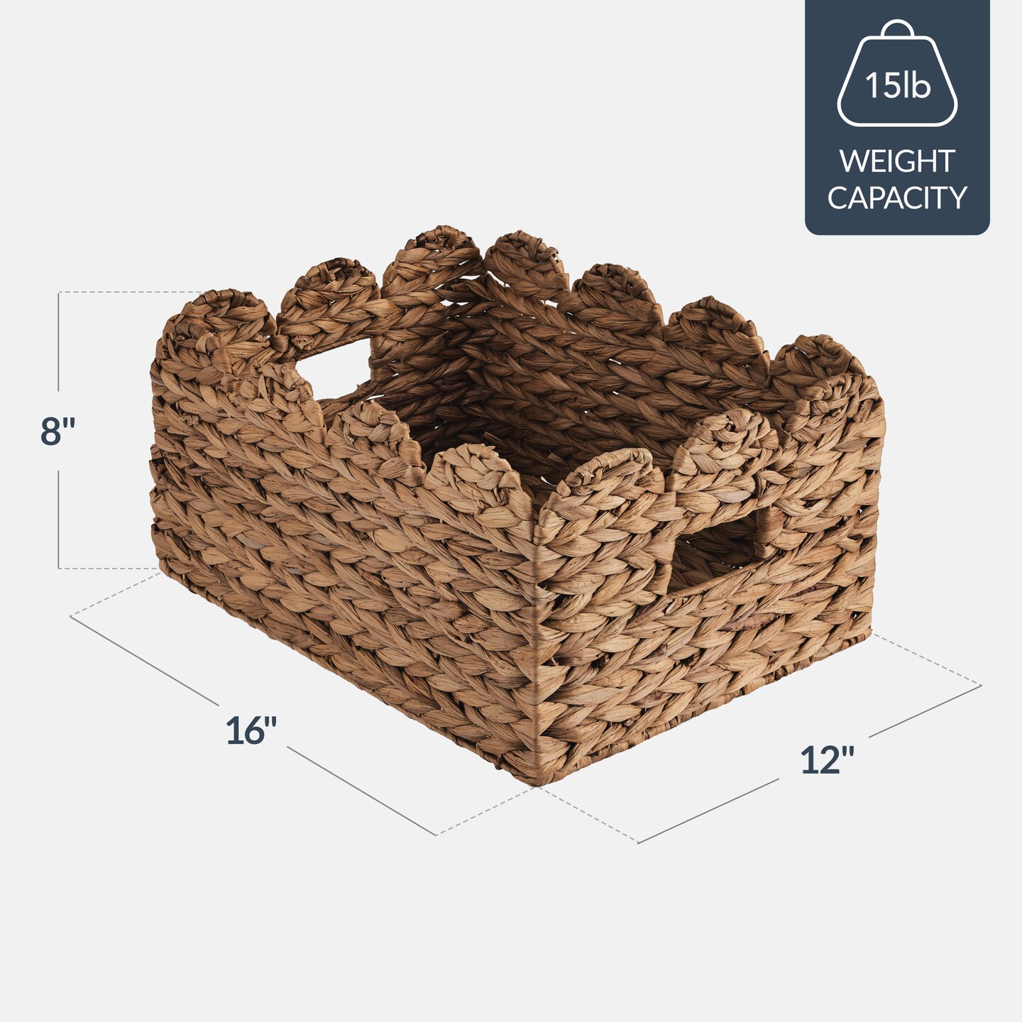 Best Choice Products 16x12 Scalloped Shelf Baskets, Woven Storage Bins, 2 Pack