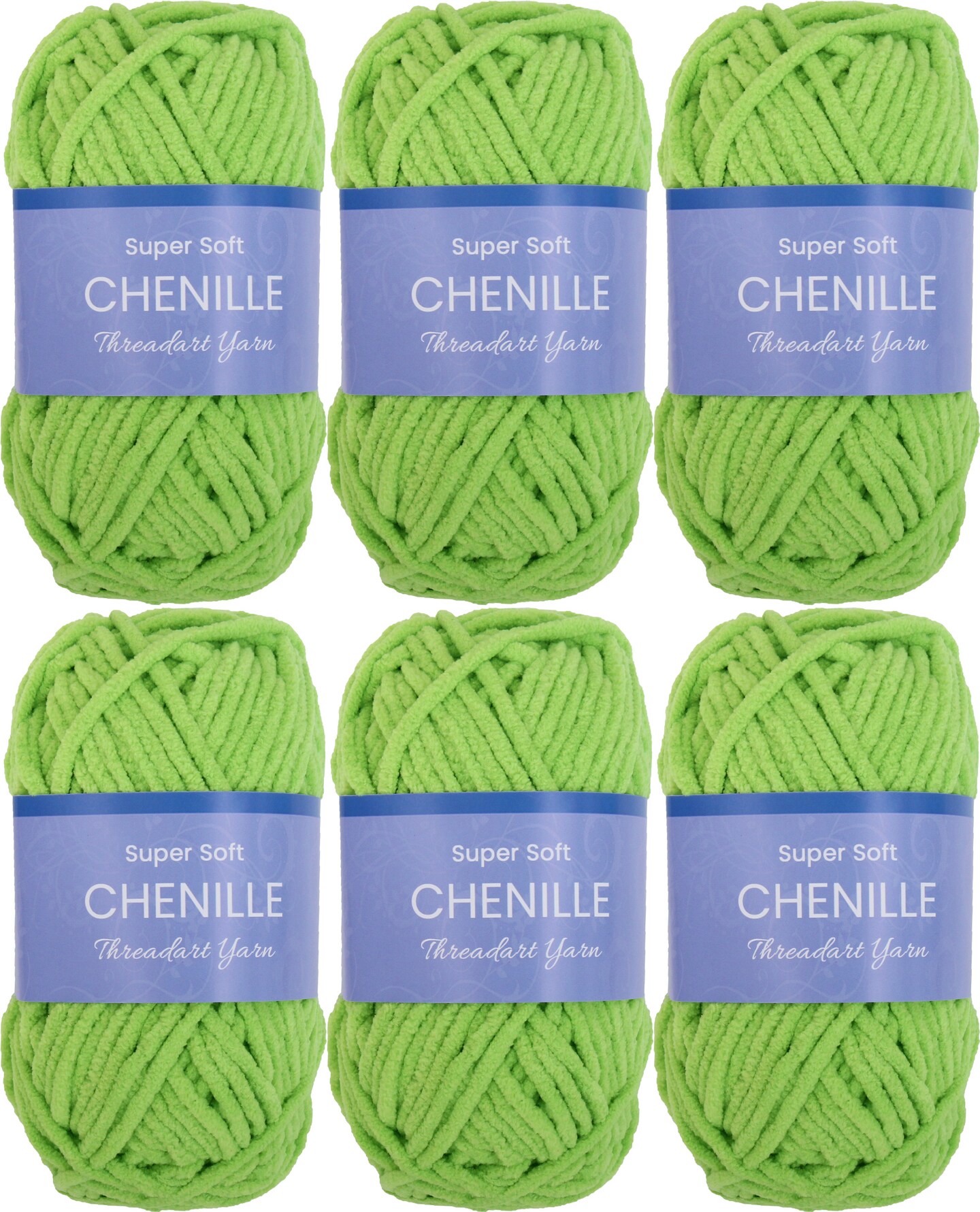 ThreadArt #5 Chenille Yarn for Crocheting, Knitting, Amigurumi, Super Soft Plush Velvet Yarn - 50 Gram 60 yds Fluffy Yarn Skeins