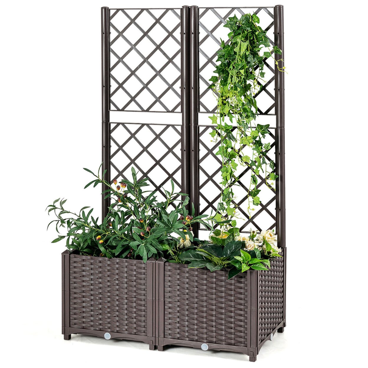 Raised Garden Bed W/Trellis Planter Box For Climbing Plants 32 X 16 X 53