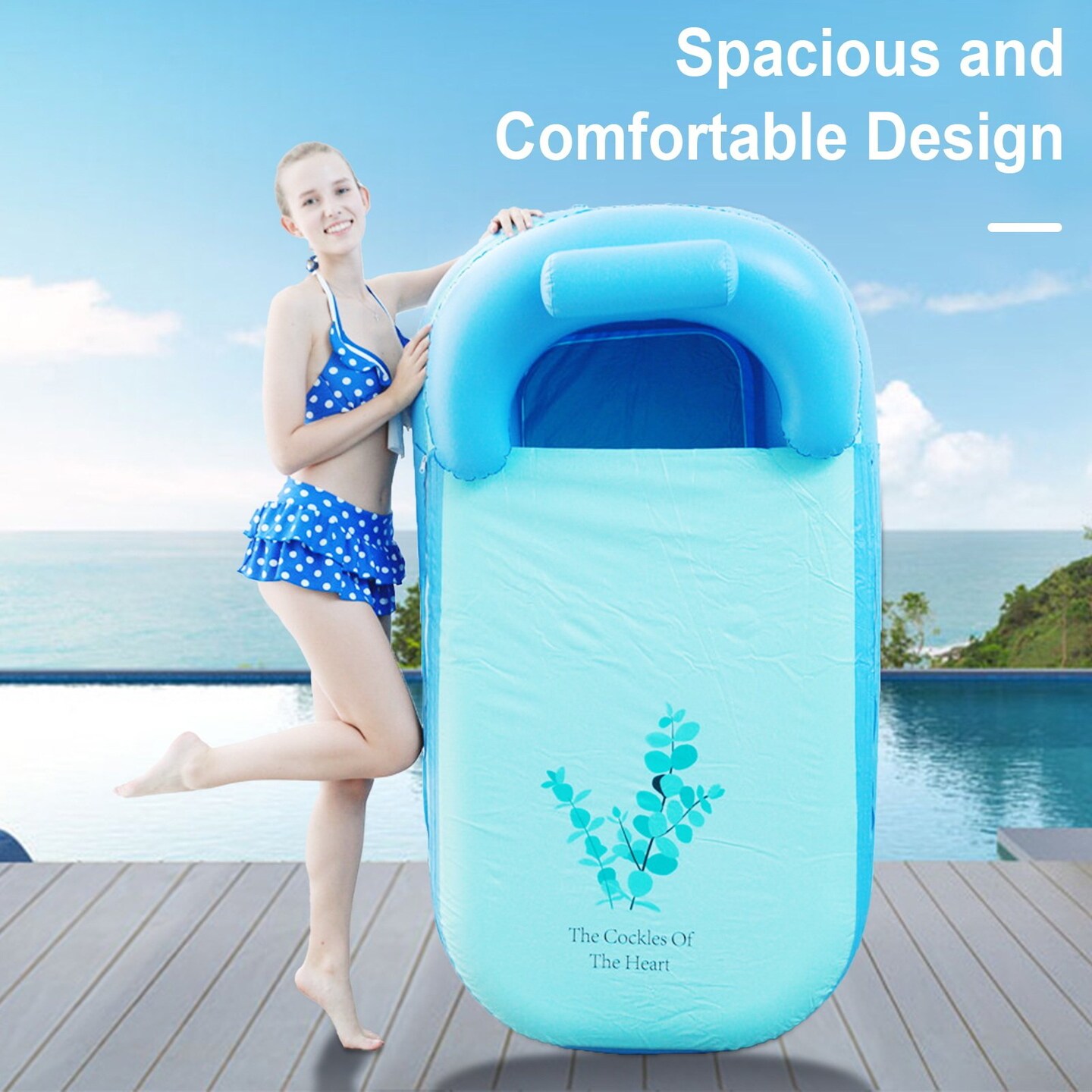 Inflatable Spa Tub Portable Relaxation Tub Foldable Bathtub With Backrest Easy Assembly Bathing Pool For Adults Children