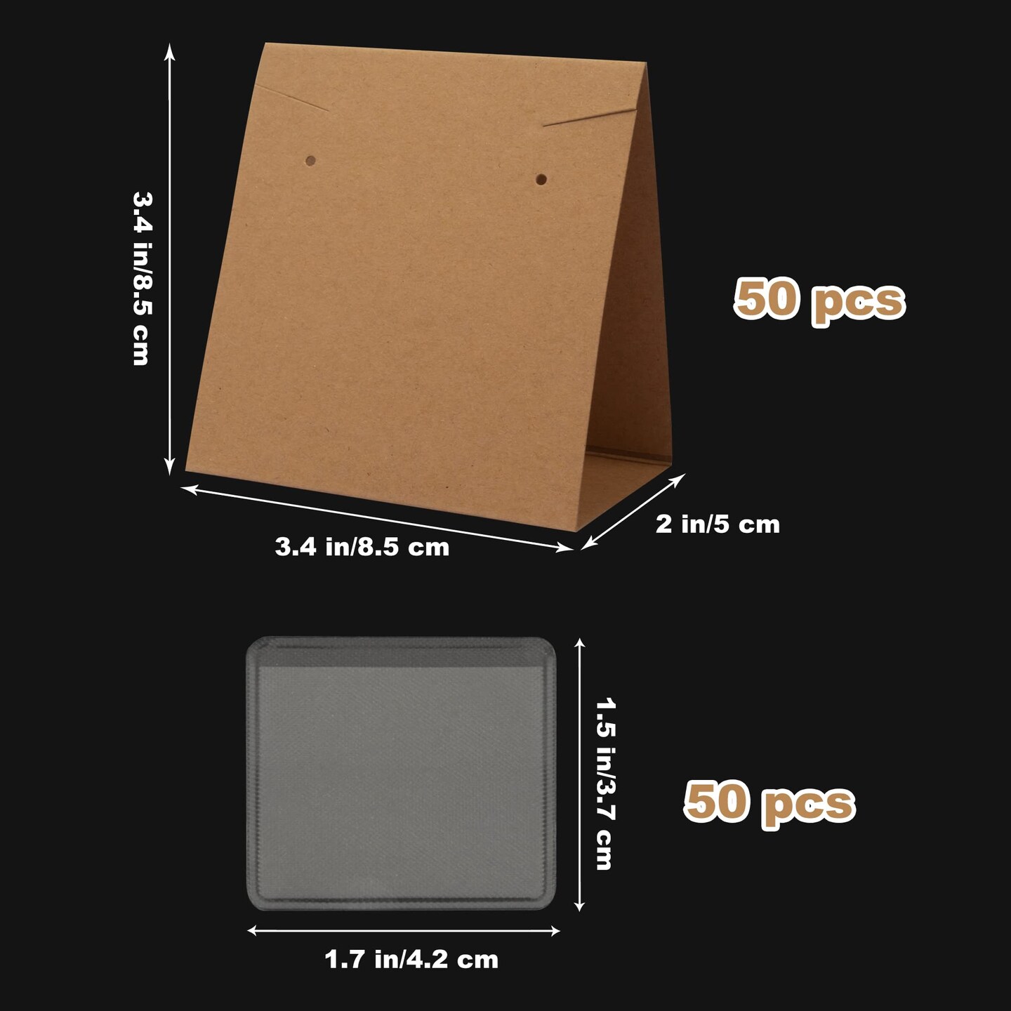 50 Pieces Standing Jewelry Cards with Necklace Pouch, Earring Holder Cards Earring Cards for Selling Necklace Earring Packaging for Small Business Jewelry Packaging Supplies