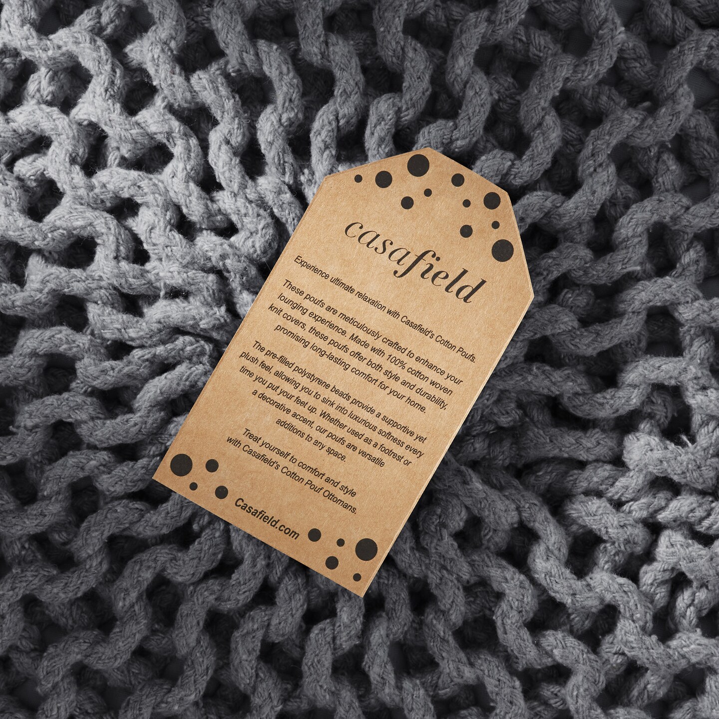Casafield Pouf Ottomans, Cotton Knit Foot Stools, Boho Floor Pouffes for Living Room, Bedroom, Home Office